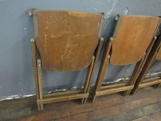 Vintage 2 Pair Wood Theater Folding Chairs - 4 Chairs Total 8