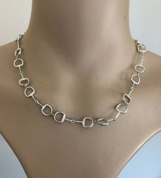 Silver Stirrup Necklace,  Sterling 925,  Heavy
