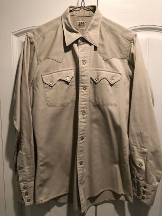 Vintage Lee Sanforized 100 Cotton Pearlsnap Western Shirt.  Size Med.