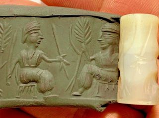 INTACT RARE NEAR EASTERN CYLINDER SEAL PENDANT 10.  6gr 31mm 3