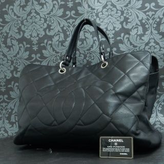 Rise - On Vintage Chanel Black Soft Caviar Skin Leather Boston Bag Tote Bag 2099