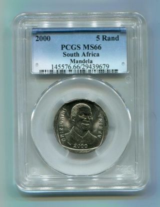 Pcgs Slabbed Ms 66 Unc Nelson Mandela 2000 R5 Rare South Africa Coin Ms66