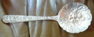 Sterling S.  Kirk And Son Repousse Fruit And Floral Large Gorgeous Serving Spoon