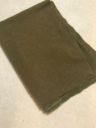 U.  S.  Army Blanket - WW2 - OD - Green - No Label - Wool - 82 