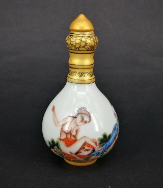 Chinese Vintage Handwork Painted Man And Woman Snuff Bottle - K4 -