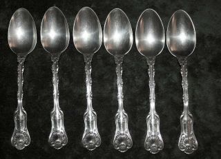 6 Antique Whiting Sterling Silver 6 " Teaspoons Imperial Queen Pattern 174.  5grm