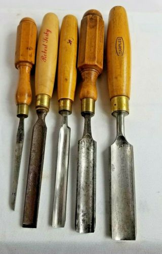 Set Of 5 Woodcarving Vintage Carving Tools Sheffield Gouges/chisels,  Cast Steel