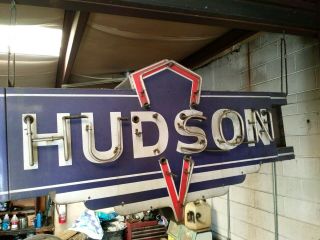 Hudson Car Sales Auto Dealer Neon Style Banner Vintage Sign Garage Art 6.  5 Feet