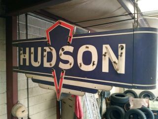 HUDSON CAR SALES AUTO DEALER NEON STYLE BANNER VINTAGE SIGN GARAGE ART 6.  5 feet 2