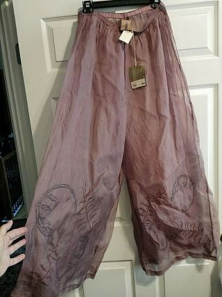 Vintage Blue Fish Silk Organza Lounge Pants Nwt One Size In Blackberry