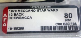 1978 Vintage Star Wars French Meccano 12 Back Chewbacca AFA80 NM 19155299 2