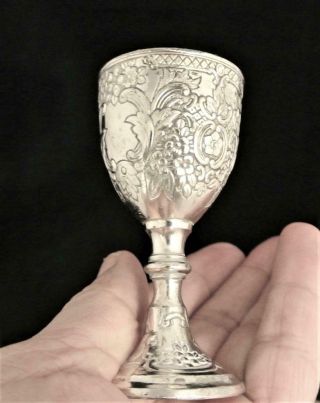 6 VINTAGE CORBEL & CO.  SILVER PLATE FIGURAL GRAPE AND FLOWER CORDIAL GOBLETS 8