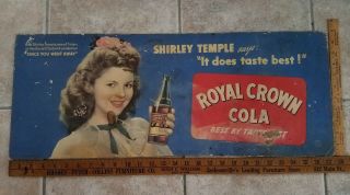 Vintage Royal Crown Shirley Temple Poster Cardboard Sign Rc Soda Pop Nehi Cola