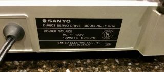 Vintage Sanyo TP1012 Direct Drive Turntable 33/45 RPM w/ Stanton 680 EE Stylus 6