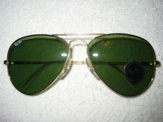 Vintage 1990 ' s B&L Ray Ban 58mm Aviator Classic With RB - 3 True Green w/ Tag 4