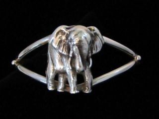 Vintage Designer Carol Felley Elephant Cuff Bracelet Sterling Silver 1991