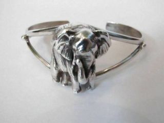 Vintage Designer Carol Felley Elephant Cuff Bracelet Sterling Silver 1991 8