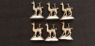 Six (6) Vintage Sterling Llama Place Card Holders