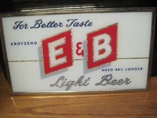 Vintage E & B Brewing Company Reverse Glass Painted Beer Sign Rare Survivor