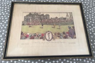 1930 Bobby Jones Currier & Ives Print 1927 British Open Win St.  Andrews Hof Rare
