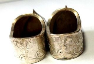 Antique ca.  1900 Solid Silver Dutch Shoe Clogs Pin Cushions 8