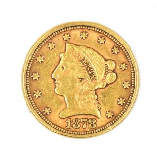 Antique 1878 $2.  5 Dollar Us Gold Coin Liberty Head Philadelphia F/vf