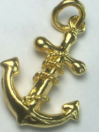 Gorgeous 24k Yellow Gold Anchor With Rope Charm Pendant.  3.  7gm.