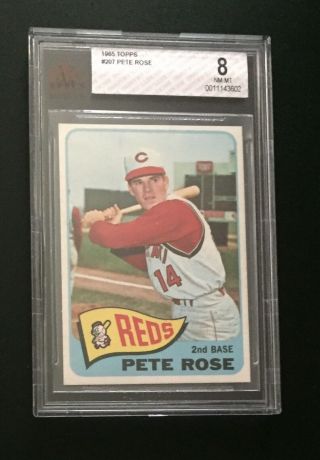 Vintage 1965 Topps Pete Rose 207 Bvg 8 - Cincinnati Reds