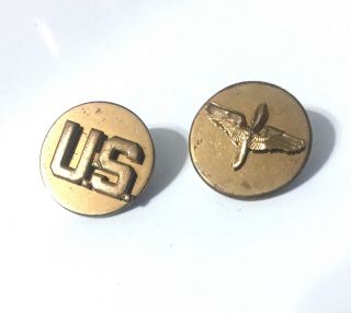 Wwii Us Army Air Force Usaaf Collar Disks Insignia - Screw Back B3