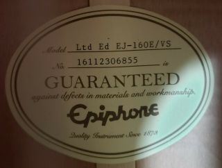Epiphone EJ - 160E Acoustic - Electric Guitar with Hard Shell Case 7
