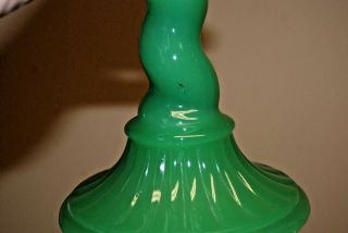 Vintage FENTON Jadeite Green Twist Candlesticks Candle Holders Glass 4