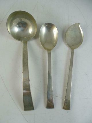 Vintage Sterling Silver International Continental Gravy Ladle Cream Spoon X3 Old