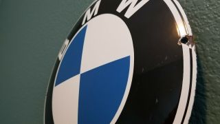 VINTAGE BMW PORCELAIN GAS GERMANY AUTOMOBILE SERVICE STATION DEALER DOME SIGN 7