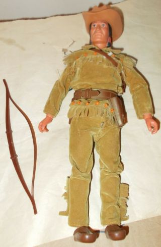 Vintage Action Figure Jointed Native American Doll - Buckskin Outfit,  Hat,  Holster,