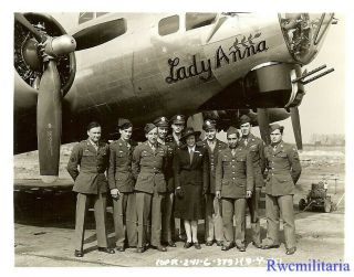 Org.  Nose Art Photo: B - 17 Bomber " Lady Anna "