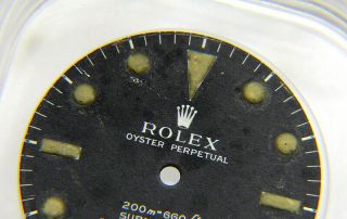 Vintage Rolex Submariner 5512 Meters First Matte Black Relume Watch Dial 2