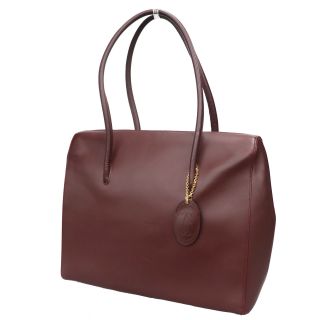 Must De Cartier Logos Shoulder Bag Bordeaux Leather Italy Vintage Auth Z361 Z