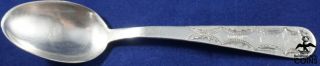Sterling Silver Baby Infant Feeding Spoon 3.  8 " Engraved " Handmade By Indians "