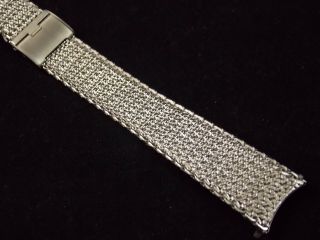 Vintage Heavy Stainless Steel Mesh Sliding Clasp Watch Band 11/16 Inch 17.  5mm