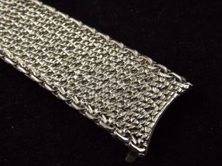Vintage Heavy Stainless Steel Mesh Sliding Clasp watch band 11/16 inch 17.  5mm 2