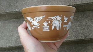 Rare Vintage Pyrex Early American Brown Mixing Nesting Bowl 1.  5 Pt 401 Key Test