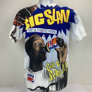 Vintage 1993 Shaquille Oneal X Pepsi Big Slam Sz Xl T Shirt All Over Print Shaq