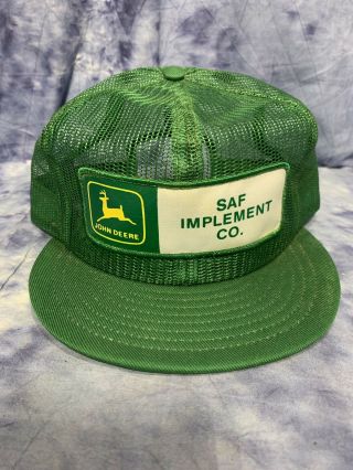 Vtg John Deere Tractors Full Mesh Louisville Snapback Trucker Cap Hat - Usa