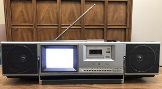 NIB Vintage 1982 GE Sharp Boombox TV Removable Micro Cassette Television Rare 2