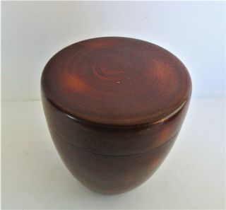 Vintage Japanese Wooden Lacquerware Lacquer Tea Caddy 4 1/8 " Tall