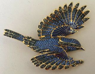 Vintage Joan Rivers Limited Edition Numbered 040 Blue Bird Of Happiness Brooch