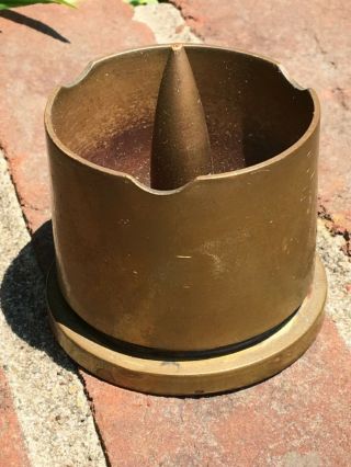 Trench Art Brass Artillery Shell Casing Cigar Pipe Ashtray,  1943 Military