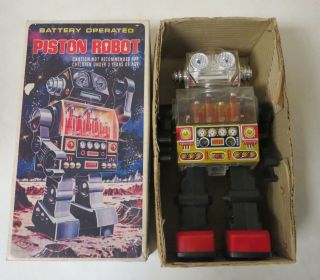 Vintage 1970s Battery Operated Piston Robot Great Sjm