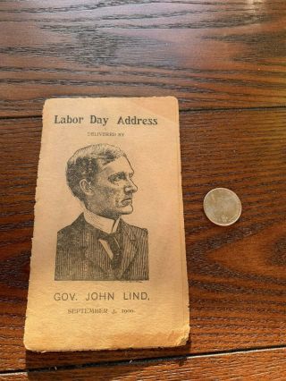 Antique Mn Gov John Lind - Labor Day Address - Script Book Dated Sept 3,  1900