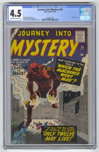 Journey Into Mystery 53 Cgc 4.  5 Vintage Marvel Atlas Comic Robot Cover Pre - Hero